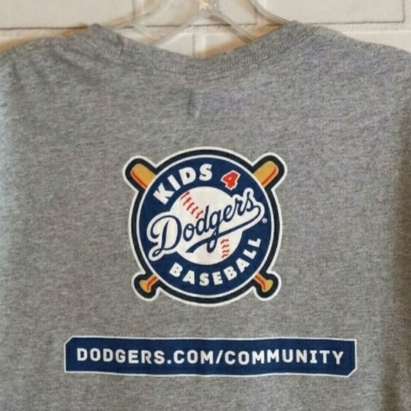 New Los Angeles Let's Go Dodgers Men's Gray Short Sleeve MLB Baseball Shirt M - Picture 4 of 7